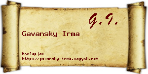 Gavansky Irma névjegykártya